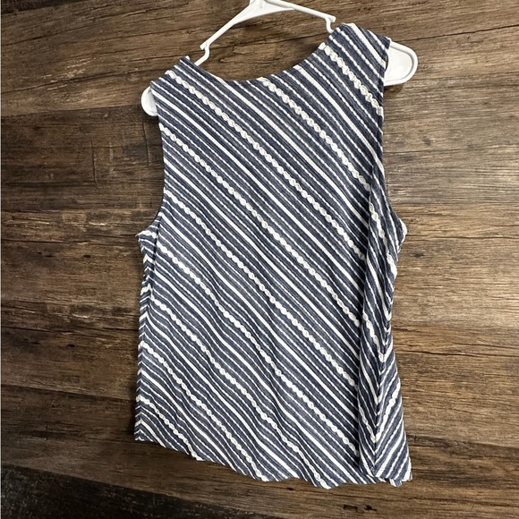 Chico's Asymmetrical Stripe Blue and White Sleeveless Tank Top - Picture 1 of 7
